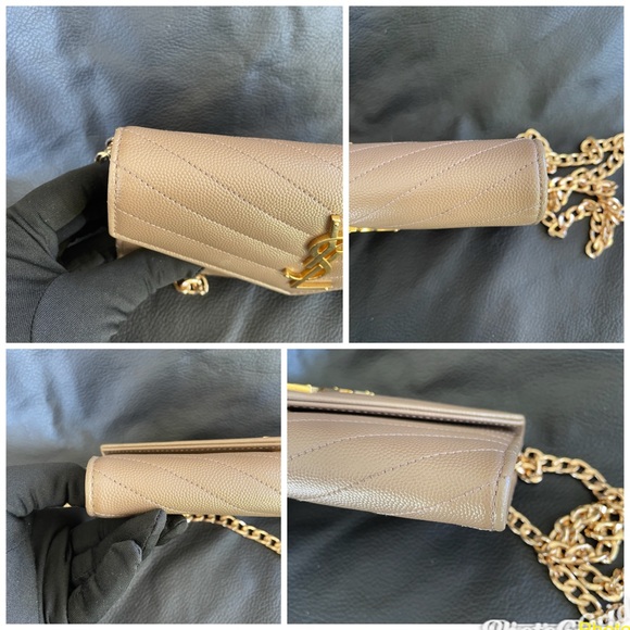 Saint Laurent Beige Cassandra Crossbody wallet with Gold Chain - Picture 3 of 14